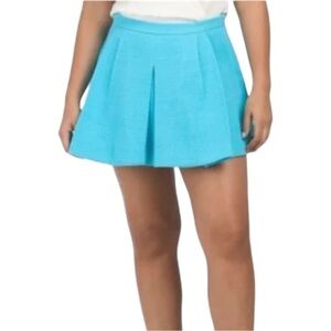 ZARA Pleated Textured Interior Compression Shorts Mini Skirt Skort Sky/Blue Sz L